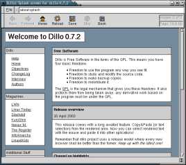 Screenshot von Dillo - Anklicken zum Vergrößern